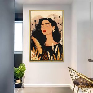 Boho Woman in Autumn Grass Painting