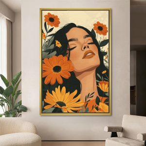 Woman Surrounded by Orange Wildflower