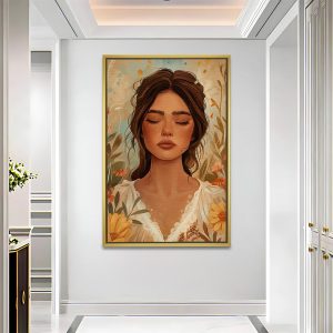 Whimsical Boho Woman in Wildflower Meadow Art