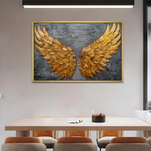 Golden Leafed Angel Wing Sculpture Painting