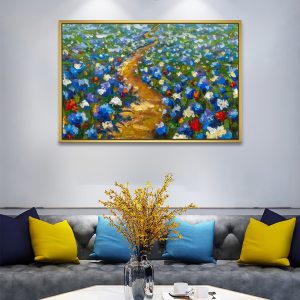 Blue Blossom Pathway Serene Flower Painting