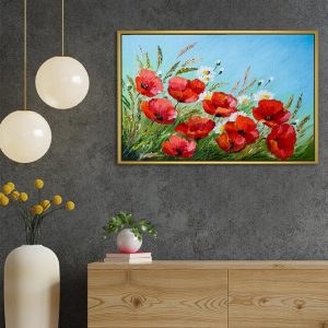Scarlet Poppies and Daisies Painting