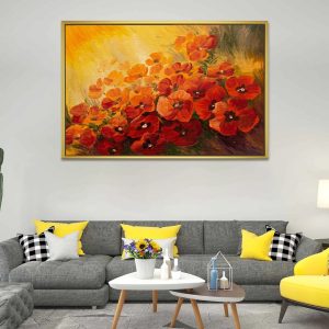 Sunlit Crimson Petal Cascade Painting