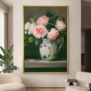 Soft Blush Roses Porcelain Still Life Painting