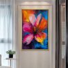 Vivid Abstract Bloom On Blue Canvas Art