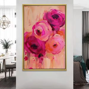 Bold Magenta Ranunculus Floral Painting