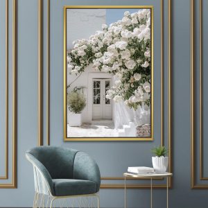 White Blossoms Over Mediterranean Doorway Art