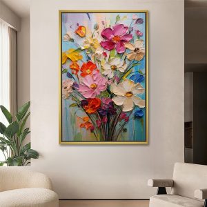 Vibrant Spring Floral Impasto Bouquet Painting