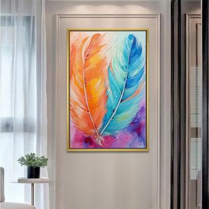 Vibrant Watercolor Feathers In Motion Painting