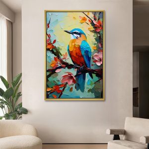 Colorful Songbird On Blossom Branch Painting