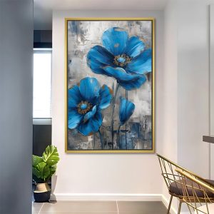 Blue Poppies Textured Painting