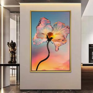 Glass Blossom Against Radiant Sunset Art