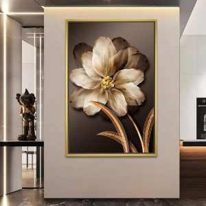 Golden Pearl Blossom Modern Canvas Art