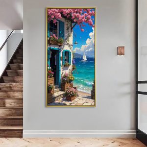 Sea View Balcony Flower Wall Art