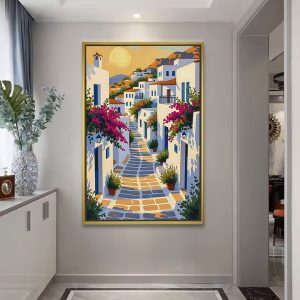 Greek Island Flower Street Wall Art