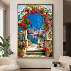 Scenic Terrace City Canvas Painting