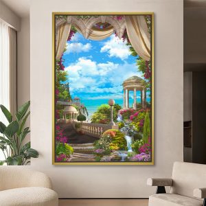 Temple Garden with Waterfalls Wall Art