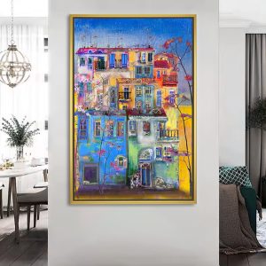 Rainbow Town Street Art Painting