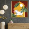 Sunrise Lotus Arch Kamdhenu Cow Painting