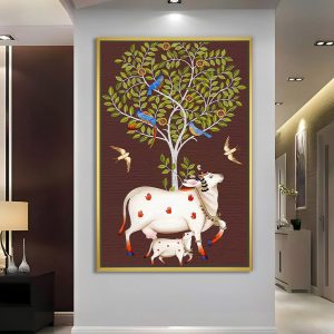 Pichwai Cow with Floral Tree Painting