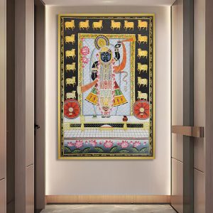 Haveli Darshan Shreenathji with Lotus Pichwai Painting