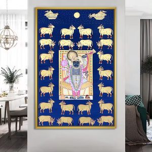 Gau Charan Shreenathji with Cow Motif Pichwai Painting