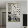 Monochrome Child And Butterflies Abstract Canvas
