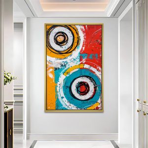 Vibrant Geometric Circles Mixed Media Canvas