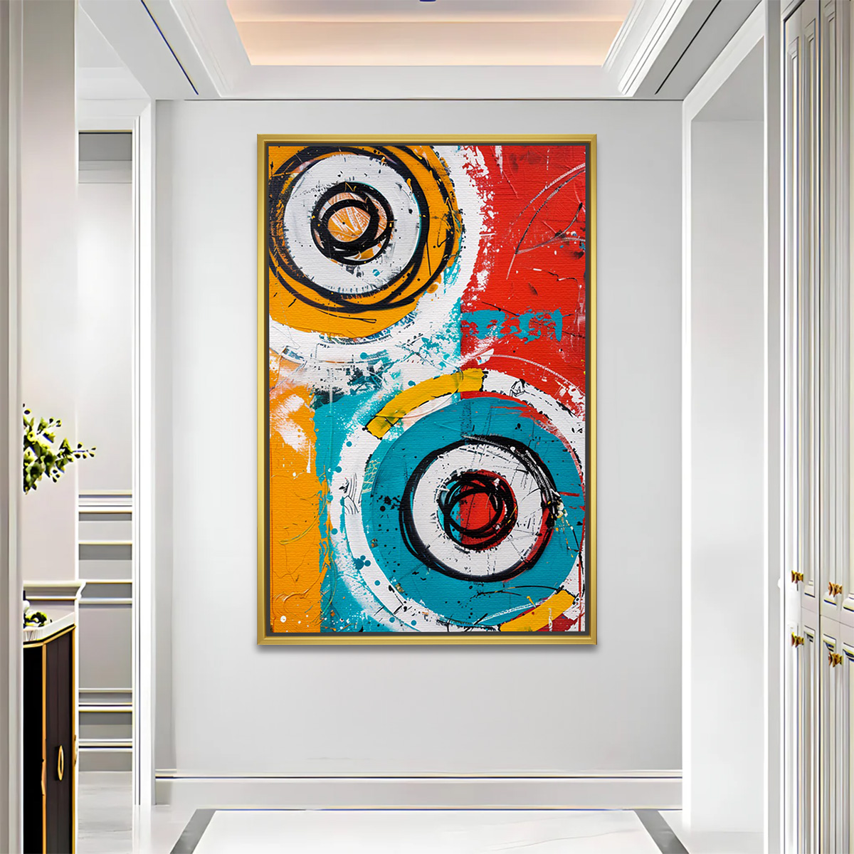 Vibrant Geometric Circles Mixed Media Canvas