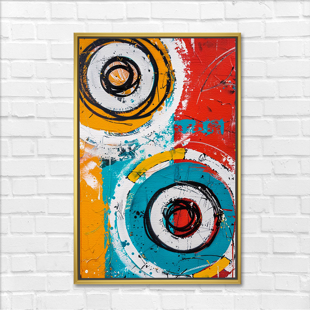 Vibrant Geometric Circles Mixed Media Canvas - Image 3