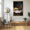 Celestial Marbled Peaks Night Sky Design