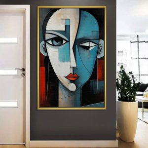 Cubist Visage Geometric Portrait Painting