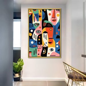 Vibrant Cubist Faces Pattern Art