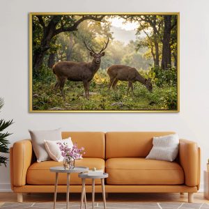Golden Harmony Pair of Deer Vastu Painting