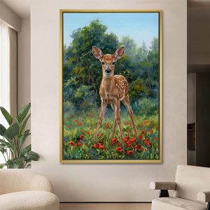 Graceful Fawn Meadow Vastu Canvas Painting