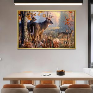 Golden Autumn Deer Herd Vastu Canvas