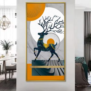 Abstract Geometric Sunlit Deer Vastu Canvas