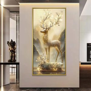Divine Illuminated Golden Stag Vastu Painting
