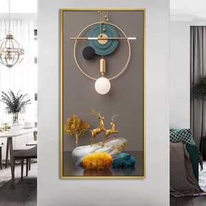 Abstract Geometric Golden Deer Vastu Painting