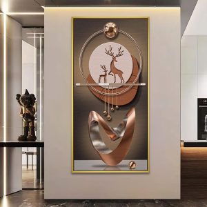 Rose Gold Abstract Deer Family Vastu Canvas