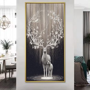 Divine Branch Antler Deer Family Vastu Painting