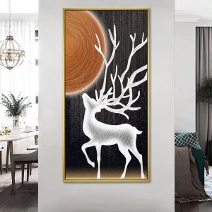 Abstract Celestial Wireframe Deer Canvas Painting