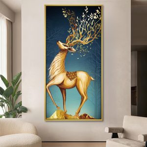 Majestic Royal Stag Golden Horns Vastu Painting
