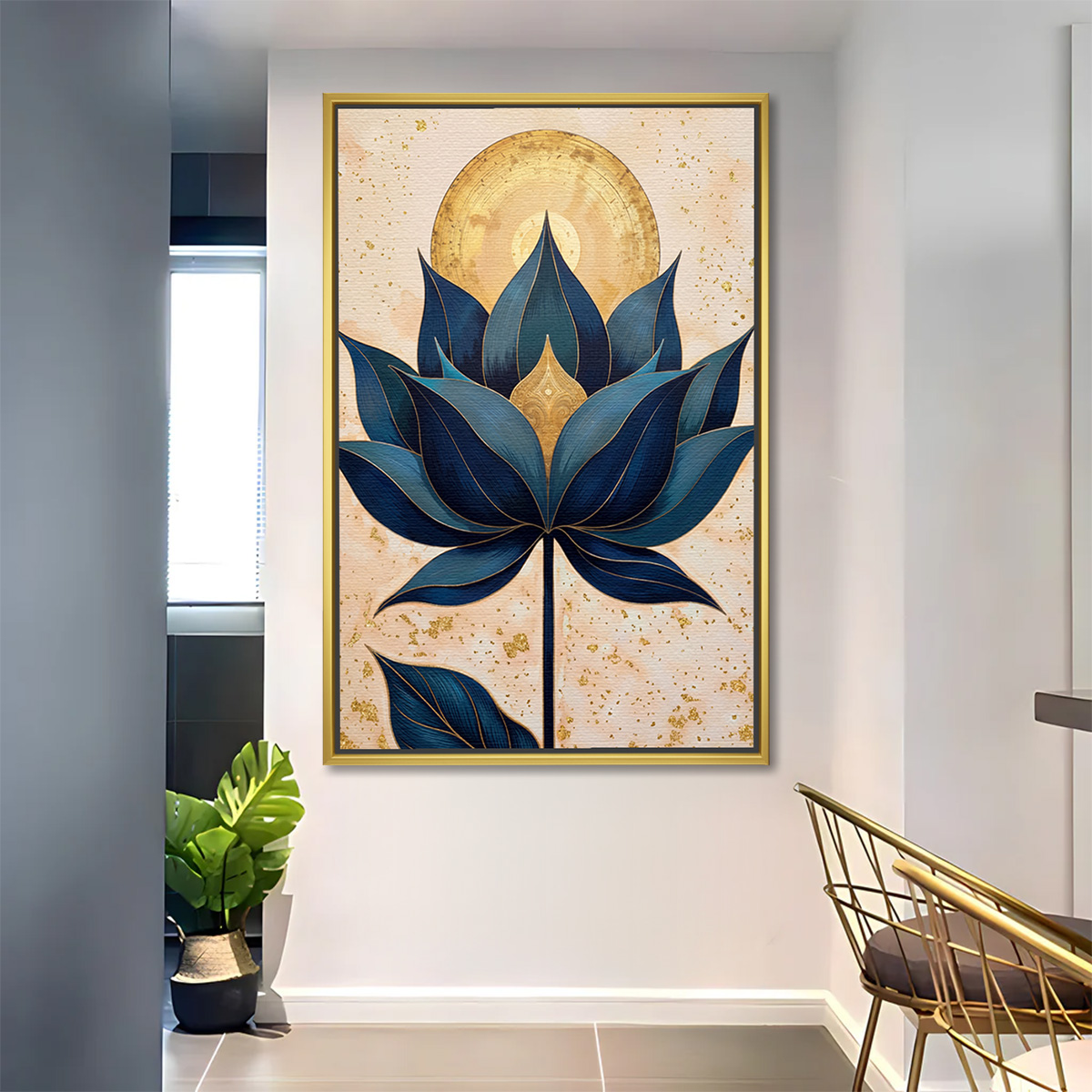 Majestic Blue Lotus Vastu Canvas