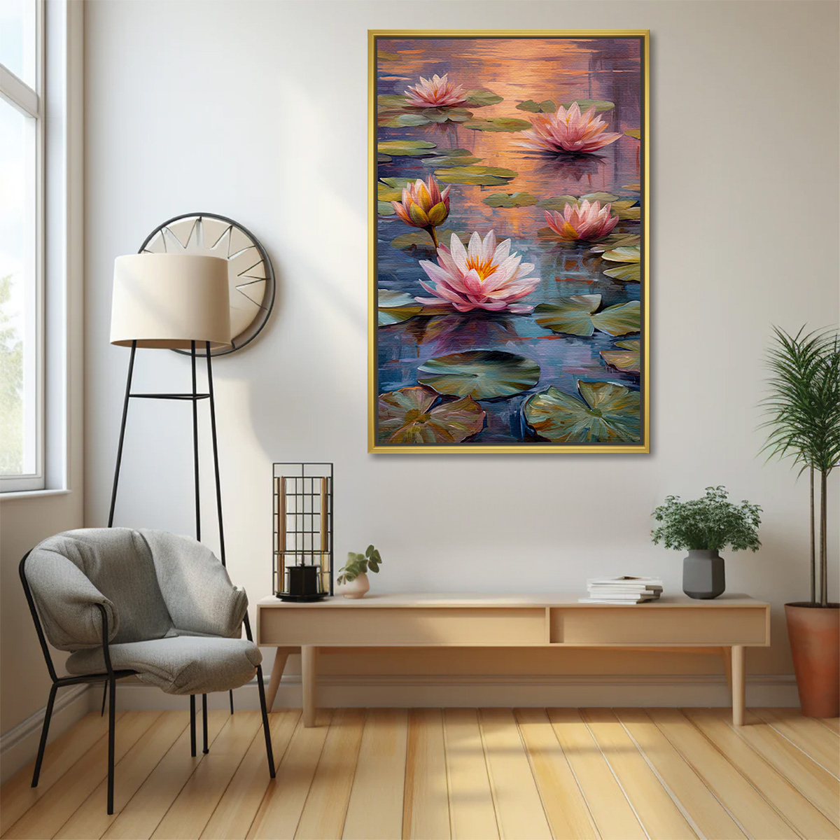 Tranquil Waters Pink Lotus Painting