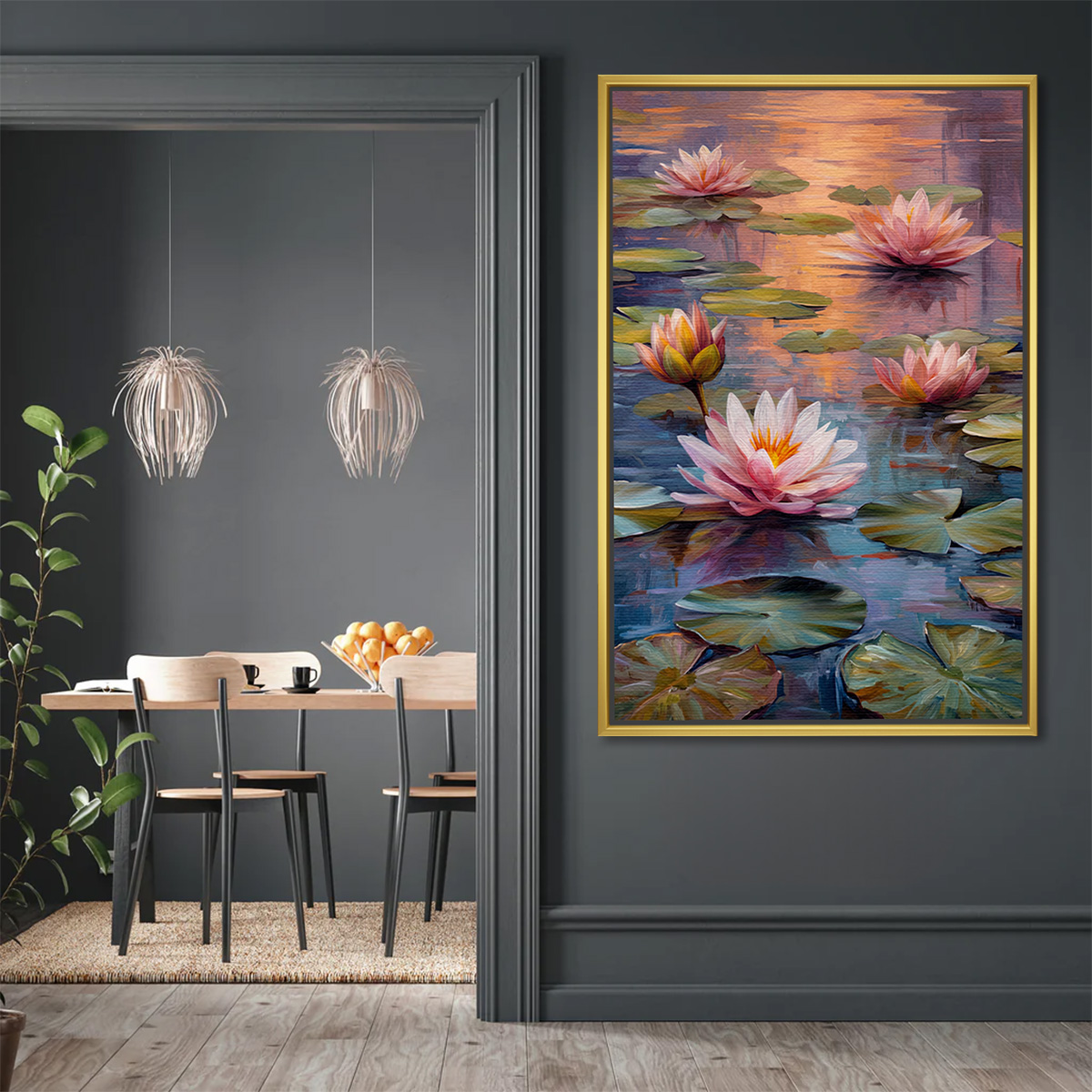 Tranquil Waters Pink Lotus Painting - Image 2