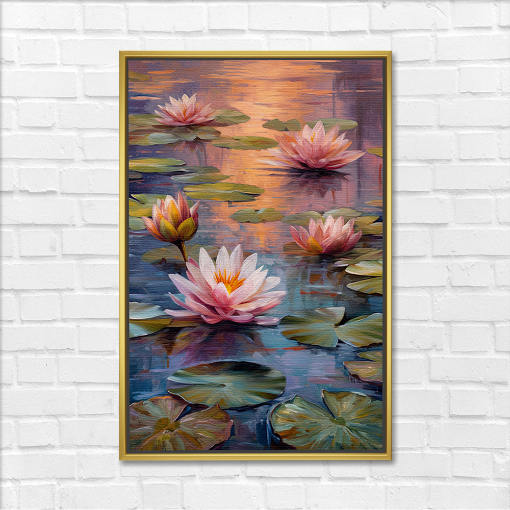 Tranquil Waters Pink Lotus Painting - Image 3