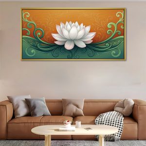 Harmonious White Lotus Canvas Painting