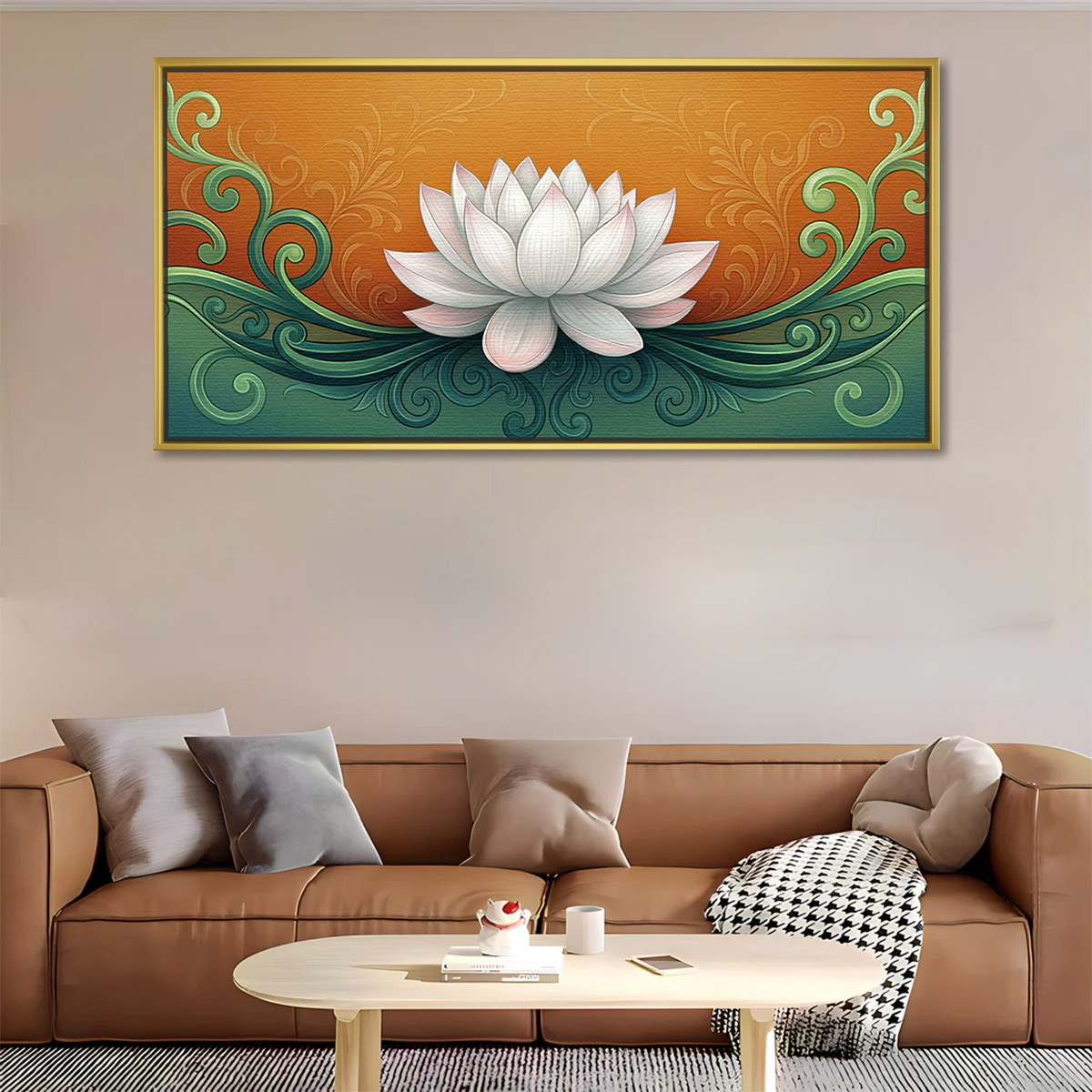 Harmonious White Lotus Canvas Painting