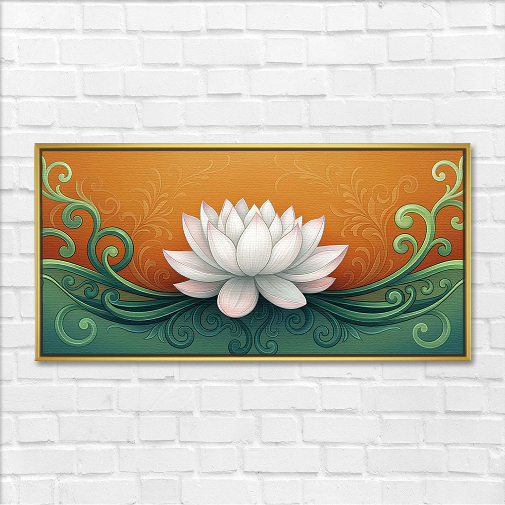 Harmonious White Lotus Canvas Painting - Image 3